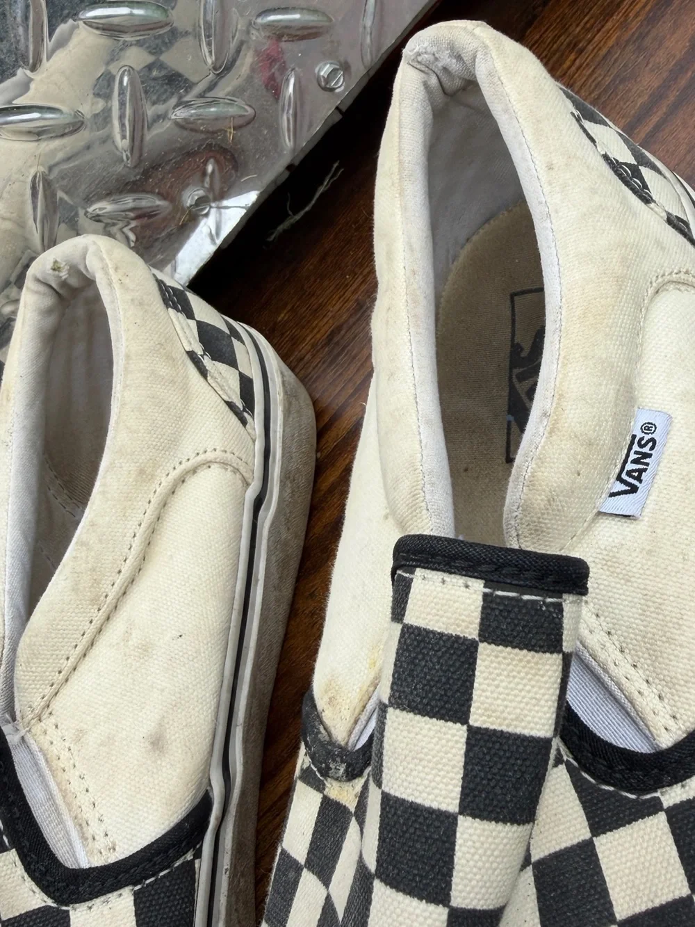 Vans Kids Slip-On Checkerboard Canvas Shoes - Black & White